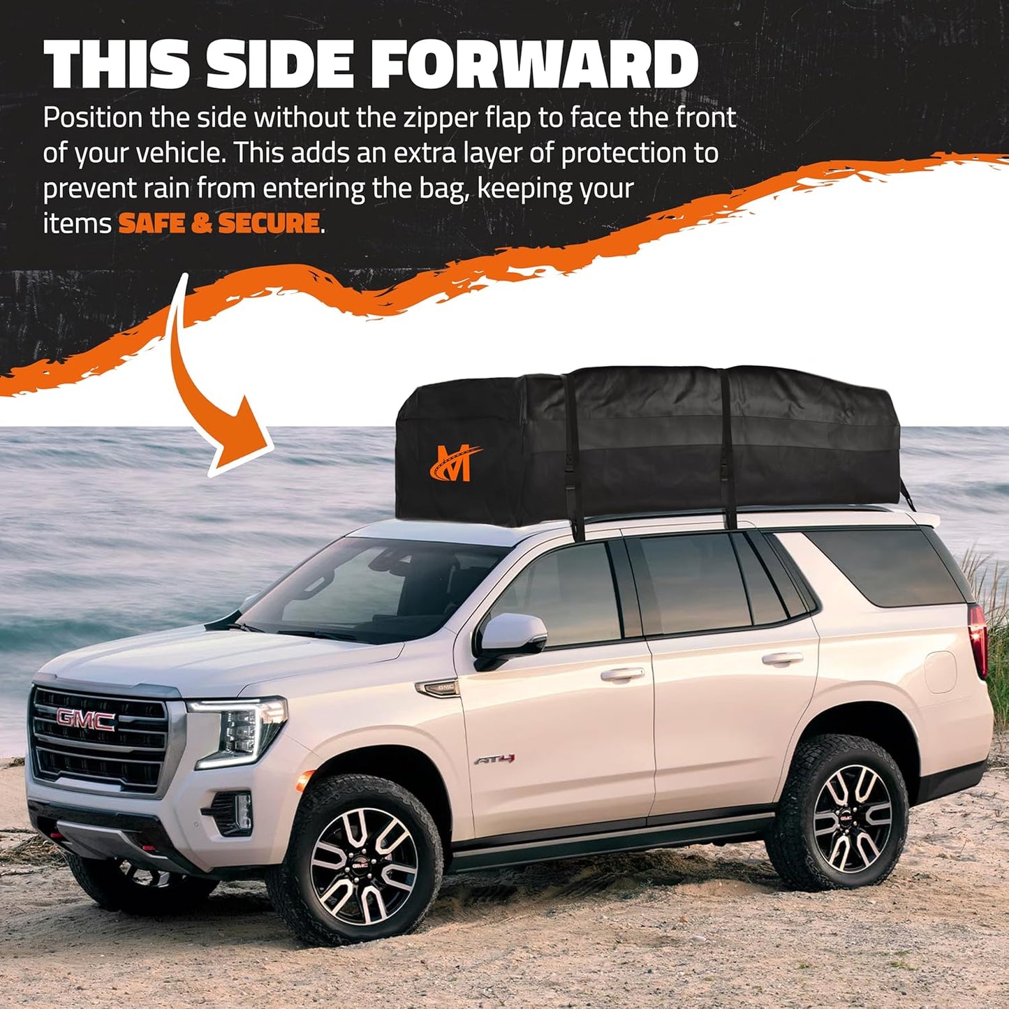 Mockins 35 Cu Ft XL All-Weather Car Rooftop Cargo Carrier Bag 80"x40"x19" | Vehicle Soft-Shell Carriers for Vehicles With or Without Roof Racks | Secure Luggage Bag for Car Roof Storage & Accessories