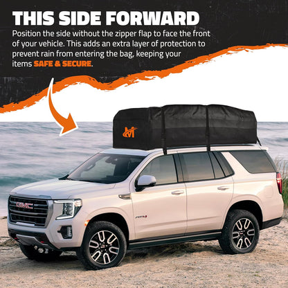 Mockins 35 Cu Ft XL All-Weather Car Rooftop Cargo Carrier Bag 80"x40"x19" | Vehicle Soft-Shell Carriers for Vehicles With or Without Roof Racks | Secure Luggage Bag for Car Roof Storage & Accessories