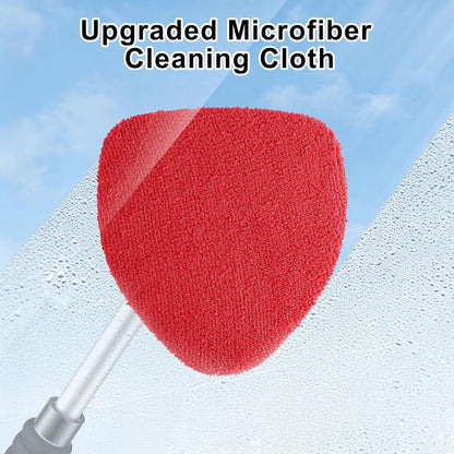JUSTTOP Windshield Cleaner Tool, Car Interior and Exterior Window Cleaning Kit with Extendable Handle & 4 Reusable Microfiber Pads, Auto Glass Wiper Brush Kit for Car & Home Windows (Green)