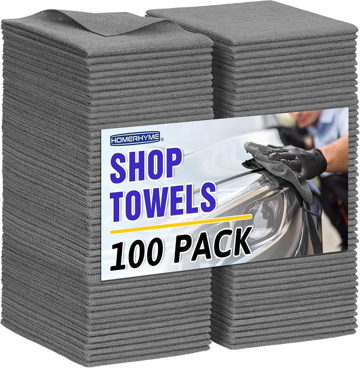 Microfiber Cleaning Cloth, 100 Pack Cleaning Rags Microfiber Towel Bulk Absorbent Lint-Free Wash Cloths, All-Purpose Shop Towels for Cars, Automotive, Garage, Home & Kitchen 11.5"*11.5"