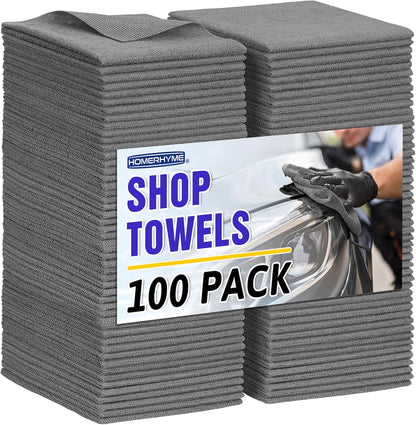 Microfiber Cleaning Cloth, 100 Pack Cleaning Rags Microfiber Towel Bulk Absorbent Lint-Free Wash Cloths, All-Purpose Shop Towels for Cars, Automotive, Garage, Home & Kitchen 11.5"*11.5"