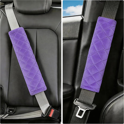 Amooca Soft Auto Seat Belt Cover Seatbelt Shoulder Pad 2 PCS for a More Comfortable Driving Compatible with All Cars and Backpack Black