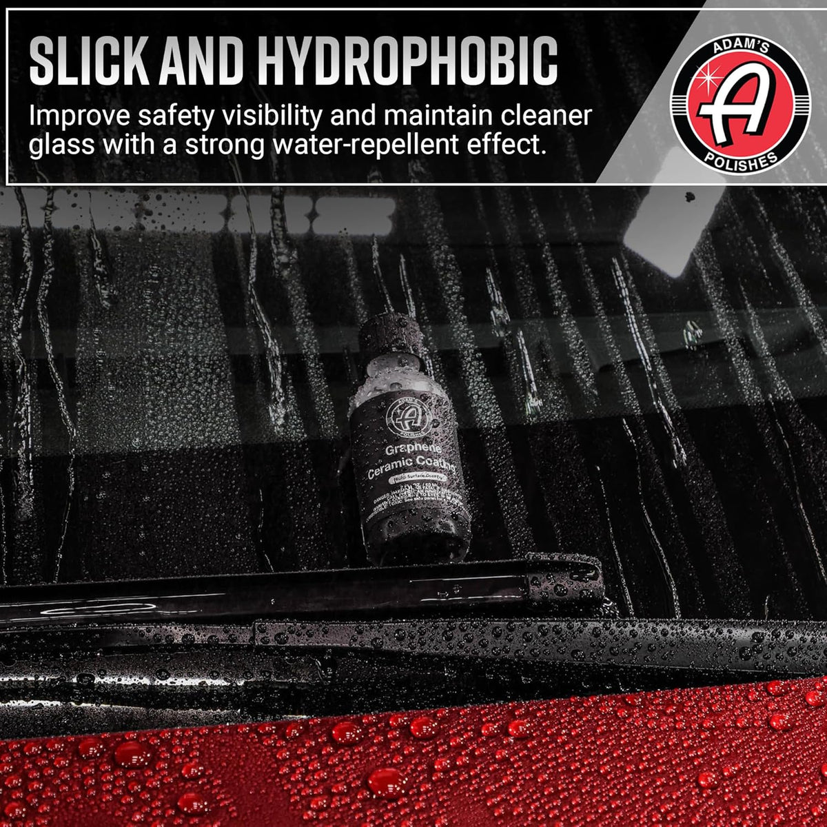 Adam's Polishes Graphene Glass Coating (30ml) - Advanced Rain Windshield Water Repellent for Cars, Shower Doors Mirrors and Other Glass Surfaces | Long Lasting Hydrophobic Graphene Ceramic Coating