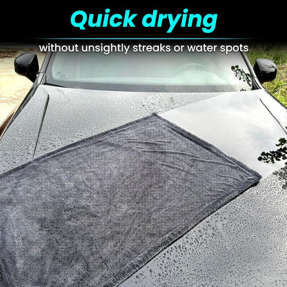 2 Pack 1300 GSM Car Drying Towel,Double-Sided Microfiber Towels for Cars(24'' x 36''&16 ''x 16''),Extra Large Ultra Absorbent,Without Residual Lint,Scratches or Water Spots