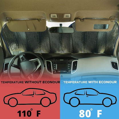 EcoNour Accordion Car Windshield Sun Shade | Car Sun Visor to Protect Harmful UV Rays | Foldable Automotive Windshield Sunshades | Window Sun Blocker to Keep Your Vehicle Cool & Comfort - 58" x 28"