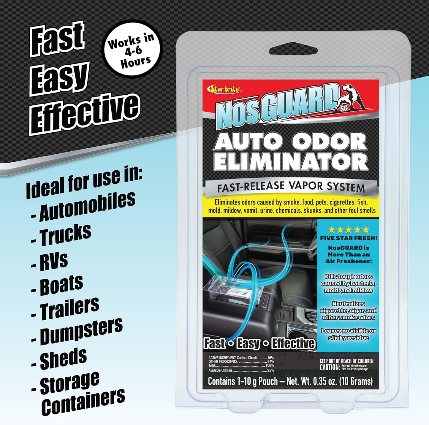 STAR BRITE Auto Odor Eliminator, Fast Release Vapor System Eliminates Car Odors in 4-6 Hours (19970)