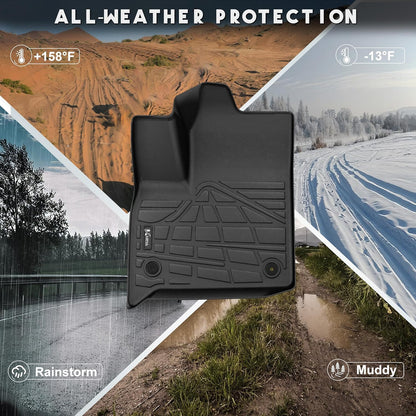 KARPAL Floor Mats for 2007-2013 Chevy Silverado & GMC Sierra 1500 Crew Cab / 2007-2014 2500/3500 HD(Footwell Coverage), All-Weather TPE Custom Fit Floor Liners Car Accessories