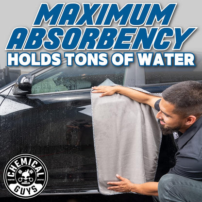 Chemical Guys Waffle Weave Gray Matter Microfiber Drying Towel - 25" x 36", Premium Blend Microfiber Towel with Soft-Banded Edging for Scratch-Free Car Drying, Ultra Absorbent