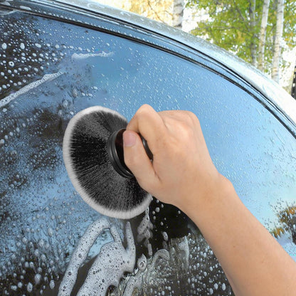 Car Tire Shine Applicator,Vegan Tire Shine Applicator with Curved Brush Head - Large Automotive Tire Dressing Applicator Brush with Storage Stand for Tire Detailing, 3.6 Inch Length (Black)