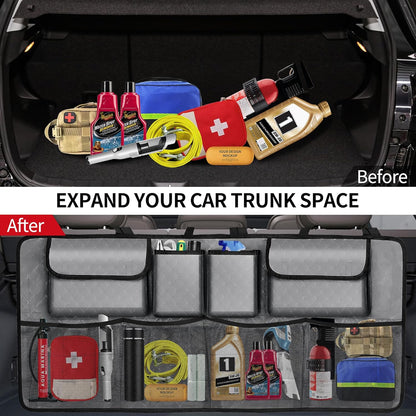 Car Trunk Organizer and Storage, Large Capacity Backseat Hanging Storage Accessories, Backseat Car Organizer for SUV/MPV/Truck (Black)
