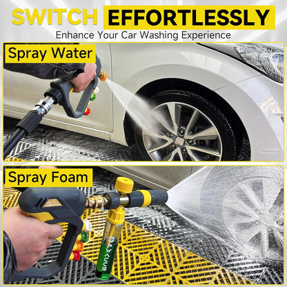 PWACCS Pressure Washer Foam Gun, Short Pressure Washer Gun, Foam Cannon for Car Wash Kit with 1/4" Quick Connector, Pressure Wash Handle for Power Washer with M22 Male Inlet, 4000 PSI, 1.5 Liter