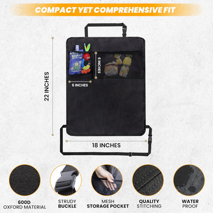 EcoNour Car Kick Mats Back Seat Protector (2 Pack),Car Seat Protector & Backseat Organizer with Storage Pockets for Kids,Waterproof Back Seat Cover for Dirt,Mud & Scratch Protection Travel Accessories