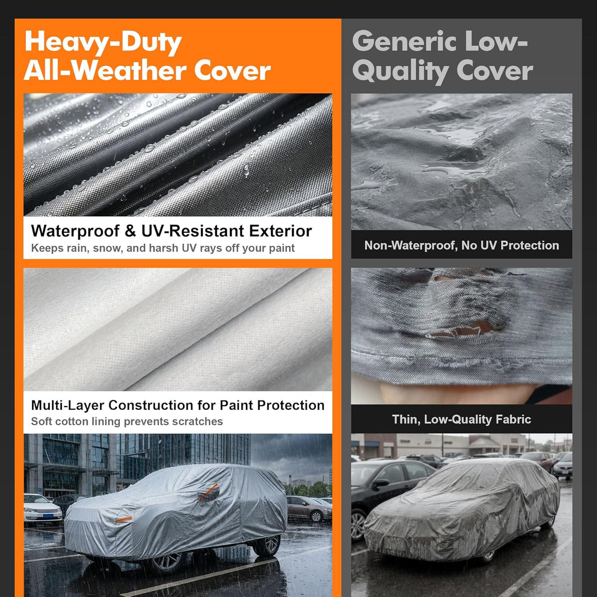 Car Cover Waterproof All-Weather,Heavy-Duty Outdoor Full Exterior Automobiles Sedan/Coupe (Length 186-193 inch) with Windshield Sun Shade Universal Fit Toyota Camry, Tesla Model 3, Accord etc