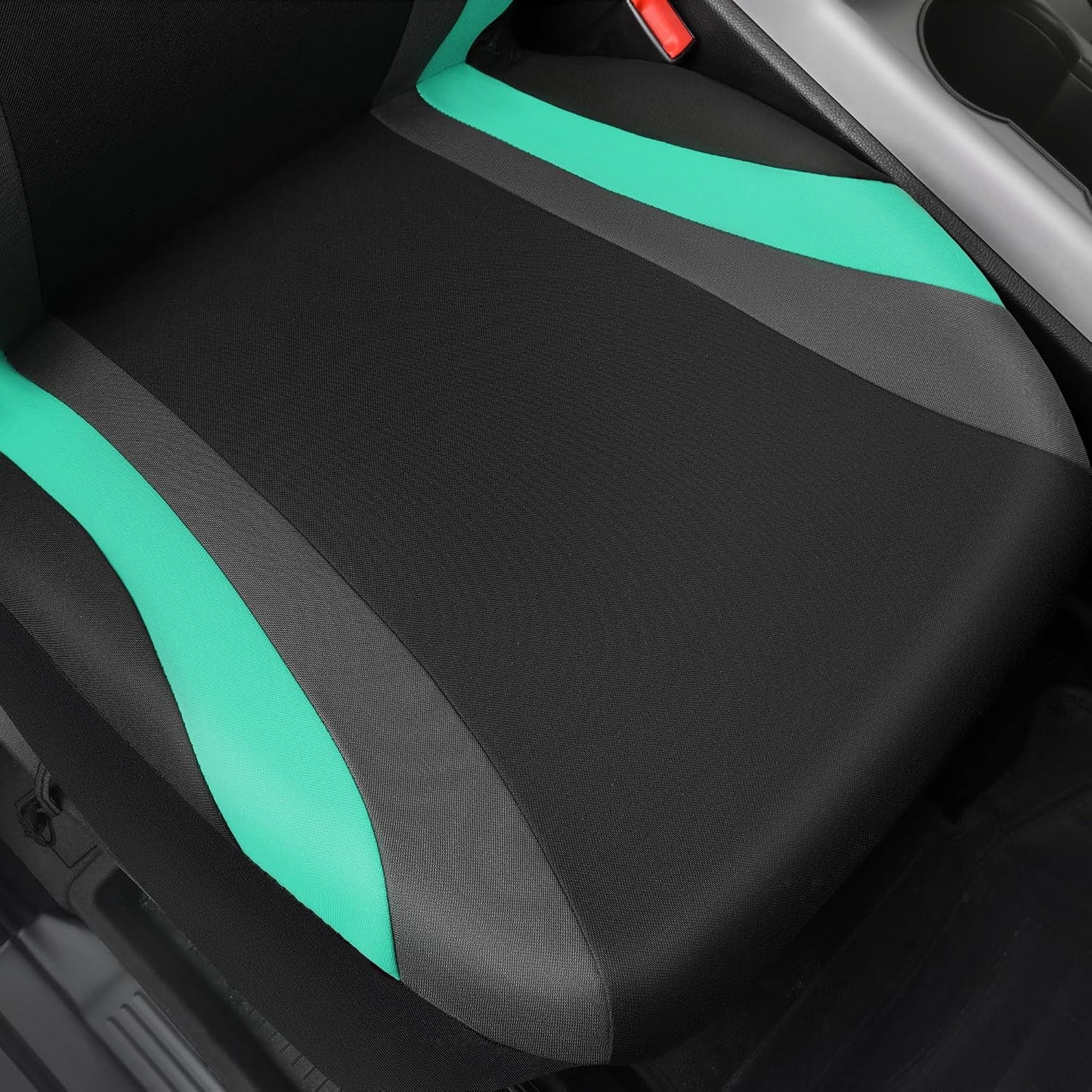 CAR PASS Line Rider Sporty Front Seat Covers,Gray Car Seat Covers Two Front Seats Only, Airbag Compatible,Universal Fit Sedans,Cars,Vans,SUV,Truck(Black and Gray)