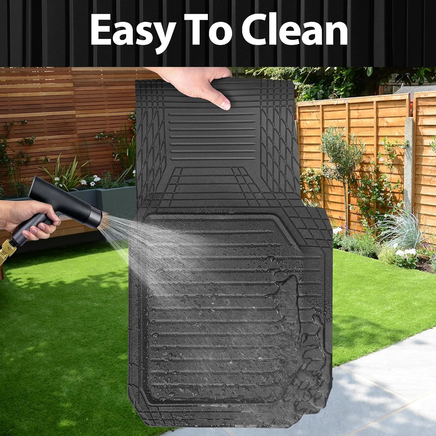CAR PASS Heavy Duty Rubber Floor Mats for Car, Waterproof Liner Deep Dish Car Mats Full Sets, Universal Trim to Fit for SUV Truck Sedans Vans, All Weather Automotive Floor Mats 3pcs, Solid Black