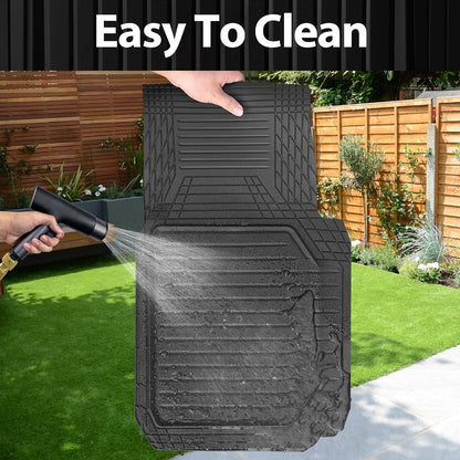 CAR PASS Heavy Duty Rubber Floor Mats for Car, Waterproof Liner Deep Dish Car Mats Full Sets, Universal Trim to Fit for SUV Truck Sedans Vans, All Weather Automotive Floor Mats 3pcs, Solid Black