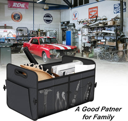 Femuar Car Trunk Organizer with Large Capacity Waterproof Car Accessories for Women & Men, Collapsible Trunk Organizer for Suv/Jeep/Sedan,Tools (Black, Standard)