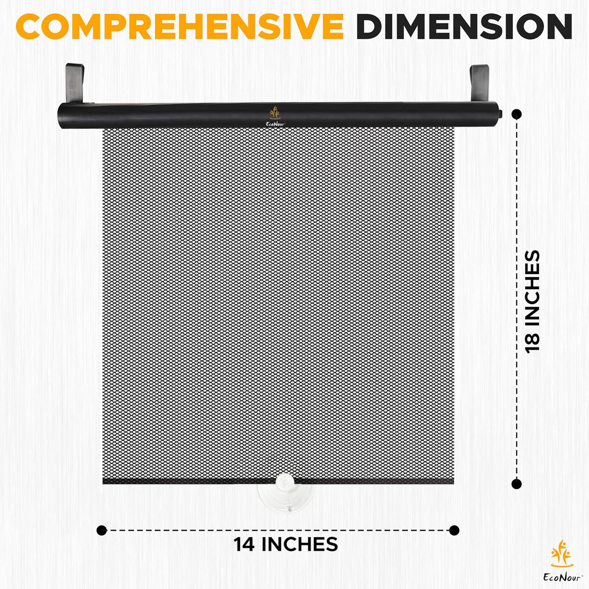 EcoNour Car Side Window Sun Shade (2 Pack) | Retractable Roller Sunshade for Kids | Baby Car Window Shades for UV and Sun Glare Protection | Baby Travel Accessories (15"x17")