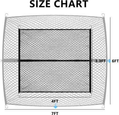 Cargo Net for SUV with Hooks, Adjustable Highly Elastic Storage Organizer Net for Car, Pickup Trucks,Mesh Organizer 2.6'x2' Stretches to 5'x4',Road Trip Essentials Black
