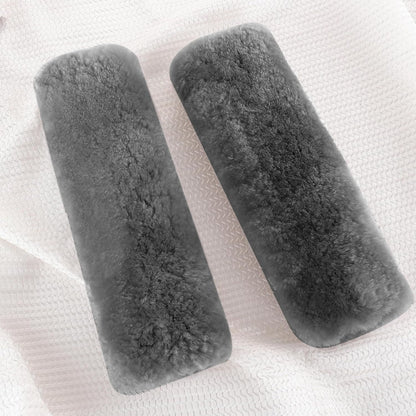 Amooca Soft Faux Fur Universal Fit Seatbelt Cover Car Truck SUV Airplane Seat Belt Shoulder Pad for Carmera Backpack Straps Neck Cushion Protector 2 Pack 10.5in Dark Gray