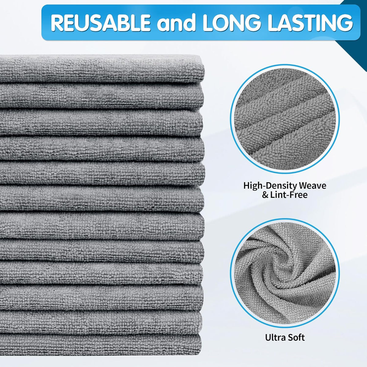 FIXSMITH Microfiber Cleaning Cloth - Pack of 50, Microfiber Towels for Cars 16 x 12 in, Highly Absorbent Cleaning Rags, Lint-Free, Streak-Free Cleaning Cloths for Car Kitchen Home Office