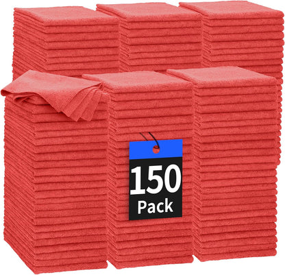 Microfiber Cleaning Cloth, 100 Pack Cleaning Rags Microfiber Towel Bulk Absorbent Lint-Free Wash Cloths, All-Purpose Shop Towels for Cars, Automotive, Garage, Home & Kitchen 11.5"*11.5"