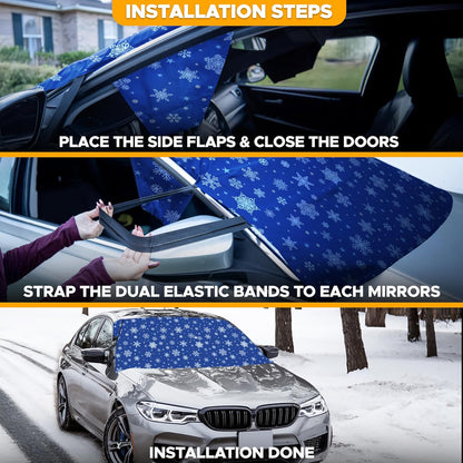 EcoNour Windshield Cover for Ice and Snow - Universal Fit for Car, SUV, Truck, Heavy Duty 600D Oxford Fabric Frost Protector for Ice & Sleet, Includes Anti-Theft Straps, Medium (69"x42")
