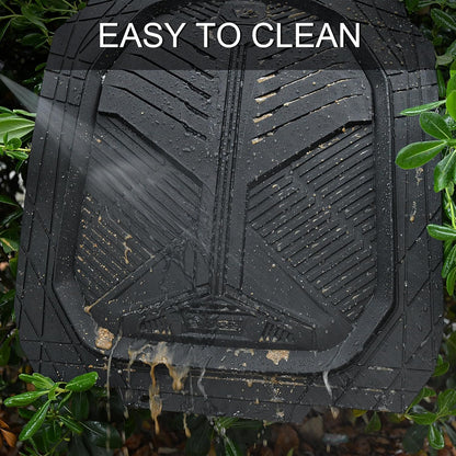 CAR PASS Heavy Duty Rubber Car Mats with Cargo Liner, Deep-Dish Car Floor Mats and Trunk Mat All Weather, Universal Trim-to-Fit for SUVs Trucks Sedans, Waterproof Anti-Slip, Trimmable V12 Black