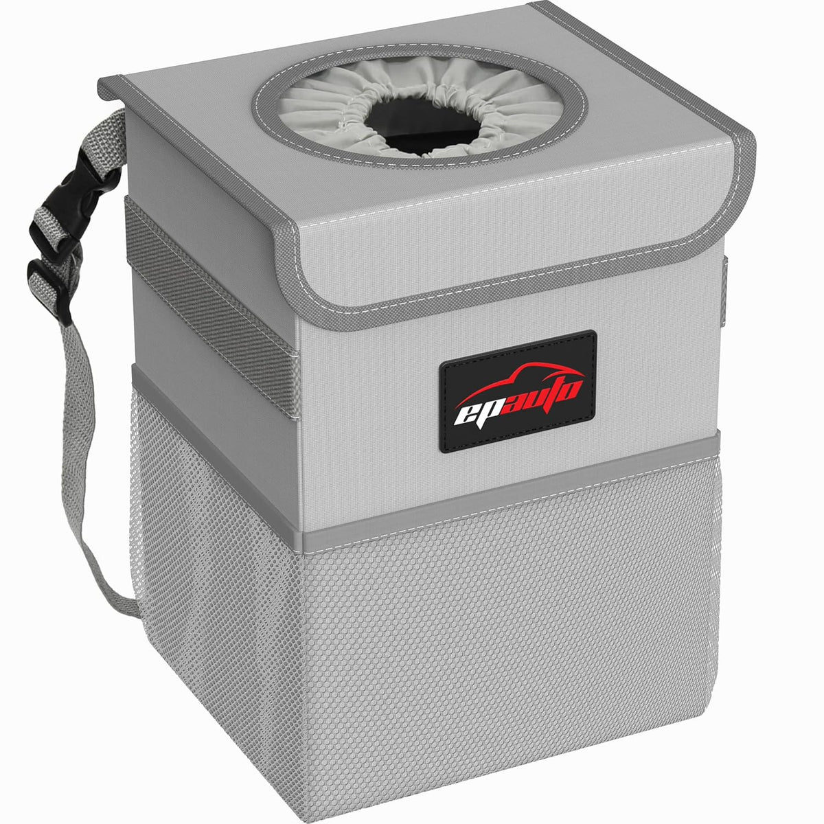 EPAuto Waterproof Car Trash Can with Lid and Storage Pockets, 2.5 Gallon, Black