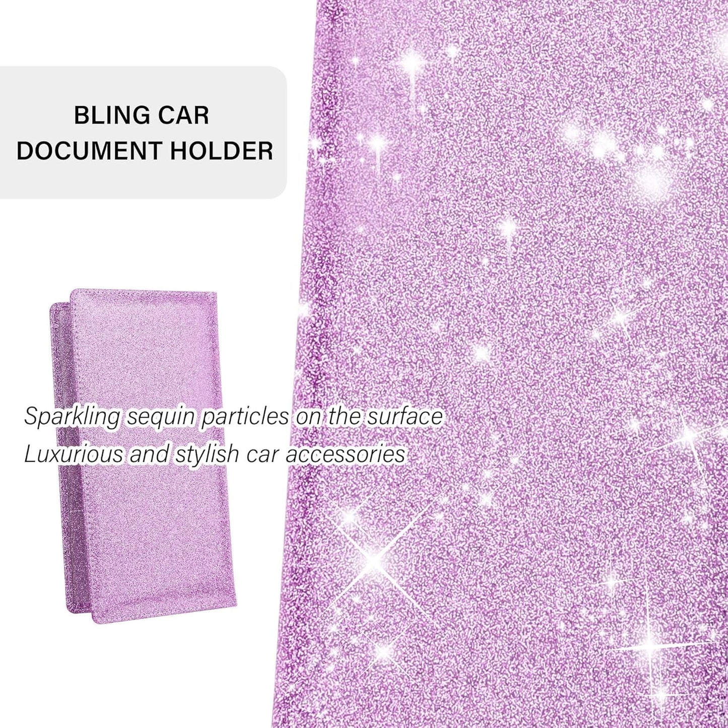 Stacool Bling Car Registration and Insurance Holder with Magnetic Clasp,PU Leather Car Organizers for ID,Bank Cards,Universal Glove Box Organizer (Purple)