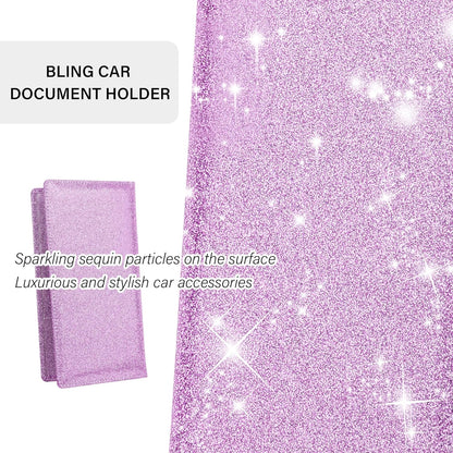 Stacool Bling Car Registration and Insurance Holder with Magnetic Clasp,PU Leather Car Organizers for ID,Bank Cards,Universal Glove Box Organizer (Purple)