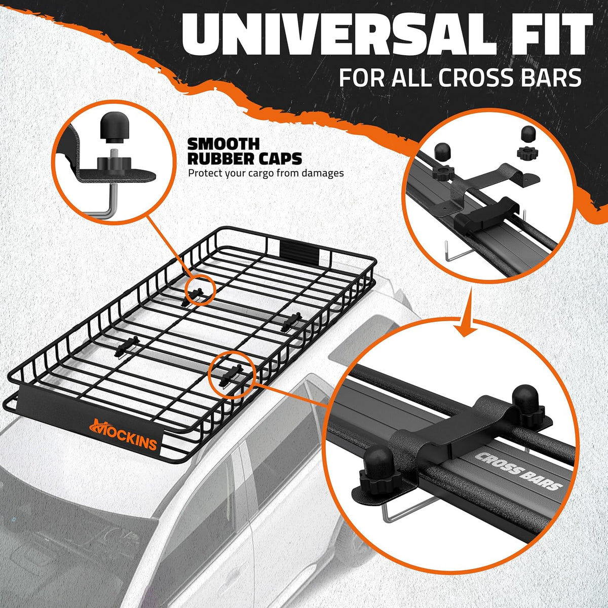 Mockins 16 Cu Ft Weatherproof No Rack Rooftop Cargo Carrier Bag 45"x34"x18" | Rooftop Cargo Bag for Top of Car | Car Topper Luggage Carrier Waterproof Set w/ Accessories | Vehicle Soft-Shell Carriers