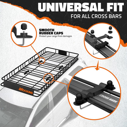 Mockins 16 Cu Ft Weatherproof No Rack Rooftop Cargo Carrier Bag 45"x34"x18" | Rooftop Cargo Bag for Top of Car | Car Topper Luggage Carrier Waterproof Set w/ Accessories | Vehicle Soft-Shell Carriers