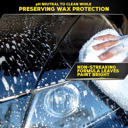 Meguiar's Deep Crystal Car Wash - Car Wash Shampoo that Cleans Paint, Enhances Gloss, and Preserves Wax Protection, pH Balanced Car Wash Soap with Excellent Foaming Action, 64 Oz