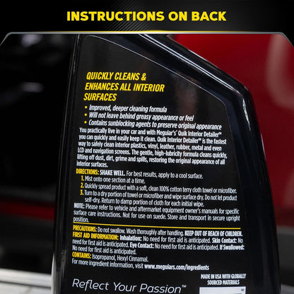 Meguiar's Quik Interior Detailer Cleaner, Quick Detailer Spray Cleans And Refresh Car Interiors, Use On Plastics, Leather & Rubber, Dashboards, Trim In Cars, Trucks & Suvs - 24 Oz Spray Bottle