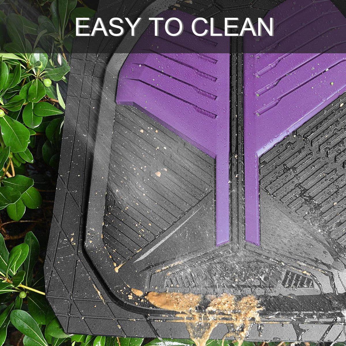 CAR PASS Heavy Duty Rubber Car Mats with Cargo Liner, Deep-Dish Car Floor Mats and Trunk Mat All Weather, Universal Trim-to-Fit for SUVs Trucks Sedans, Waterproof Anti-Slip, Trimmable V12 Black