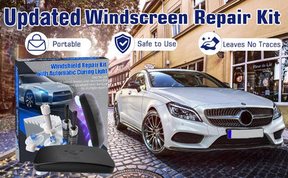 Windshield Repair Kit, 2 PCS Windshield Crack Repair Kit with Suction Cup Curing Light, Automotive Nano Fluid Vehicle Windscreen Tool, Glass Repair Kit for Chips and Cracks Professional ooo(Dark-Blue)