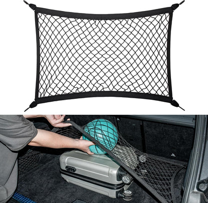 Elastic Cargo Net for SUV, Car Trunk Net Organizer with ABS Hook Storage Mesh Cargo Nets 27.5 x 19.6 inches for Truck Bed Tailgate Netting Accessories