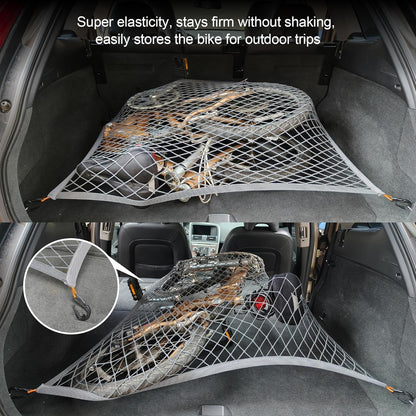 Elastic Cargo Net for SUV, Car Trunk Net Organizer with ABS Hook Storage Mesh Cargo Nets 27.5 x 19.6 Inch for Truck Bed Tailgate Netting Accessories Gray