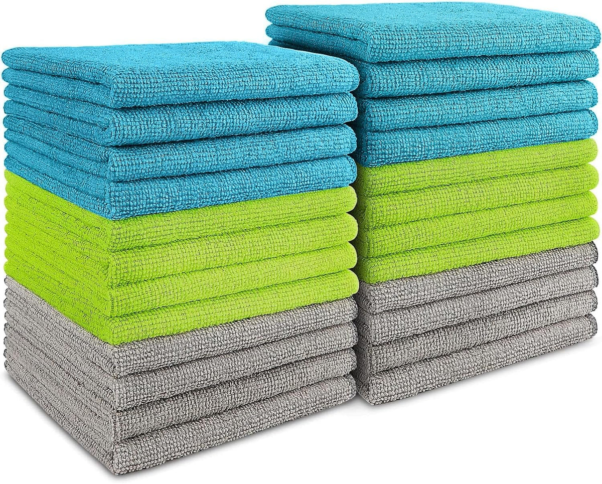AIDEA Microfiber Cleaning Cloth-12PK, Soft Microfiber Towels for Cars, Absorbent Cleaning Rags, Lint-Free Streak-Free Wash Cloths for House, Kitchen, Window(12in.x12in), Black