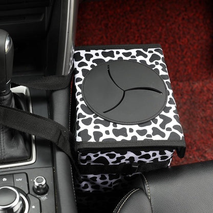 AOKJOY Car Garbage can with lid Leak Proof Vehicle Trash Can 3 Storage Pockets Hanging Waterproof car Trash Bag for SUV Beige
