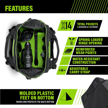 AWP Tool Bags, Premium Tool Bag, Black, Durable Tool Tote, for Professionals and Contractors