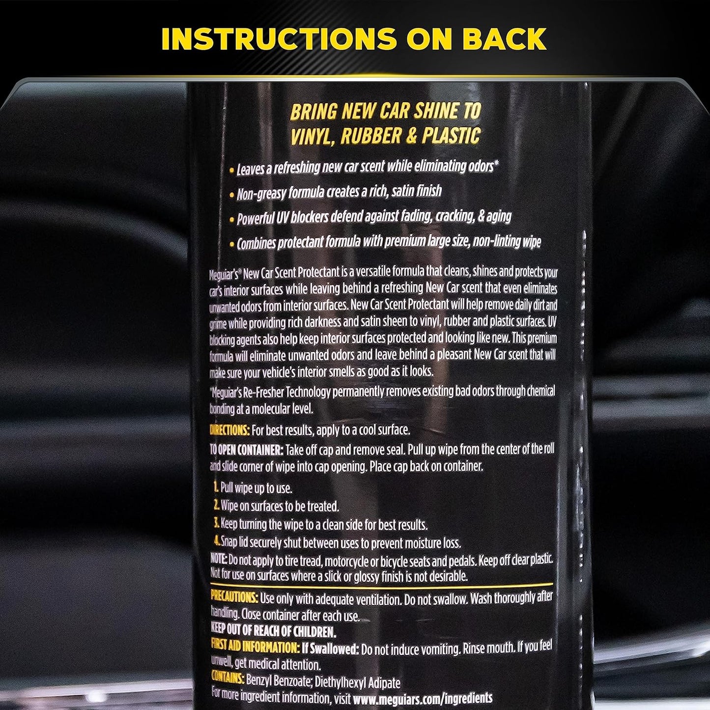 Meguiar’s New Car Scent Protectant Wipes, Car Wipes For Drivers & Detailers—Car Cleaning Wipes That Clean, Protect And Freshen; Car Interior Wipes For Cars, Trucks & Suvs - 30 Count