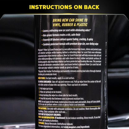 Meguiar’s New Car Scent Protectant Wipes, Car Wipes For Drivers & Detailers—Car Cleaning Wipes That Clean, Protect And Freshen; Car Interior Wipes For Cars, Trucks & Suvs - 30 Count