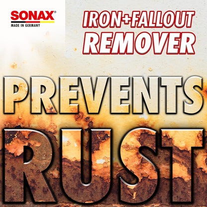 SONAX Iron + Fallout Remover | High-Performance Decon Spray for Paint, Glass & Wheels | Dissolves Embedded Contamination, Industrial Residue & Lime Scale | Fast Acting Formula | 750ml | 513400