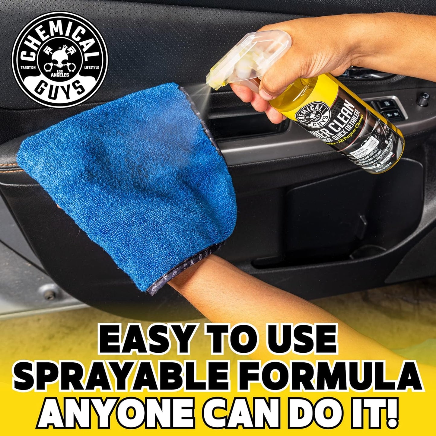Chemical Guys InnerClean Interior Quick Detailer Cleaner and Protectant for Dashboards Door Panels Seats Trim and Surfaces Non Greasy Interior Car Cleaning Spray and Interior Detailer Spray 16 oz