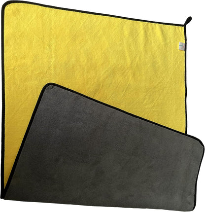 SOFTBATFY Ultrasoft, Large, Thick and Quick Drying Car Microfiber Cleaning Towel 800GSM Polishing Waxing Auto Detailing Towel Cloth (6pack,16 x 16inches) (Grey-Yellow)