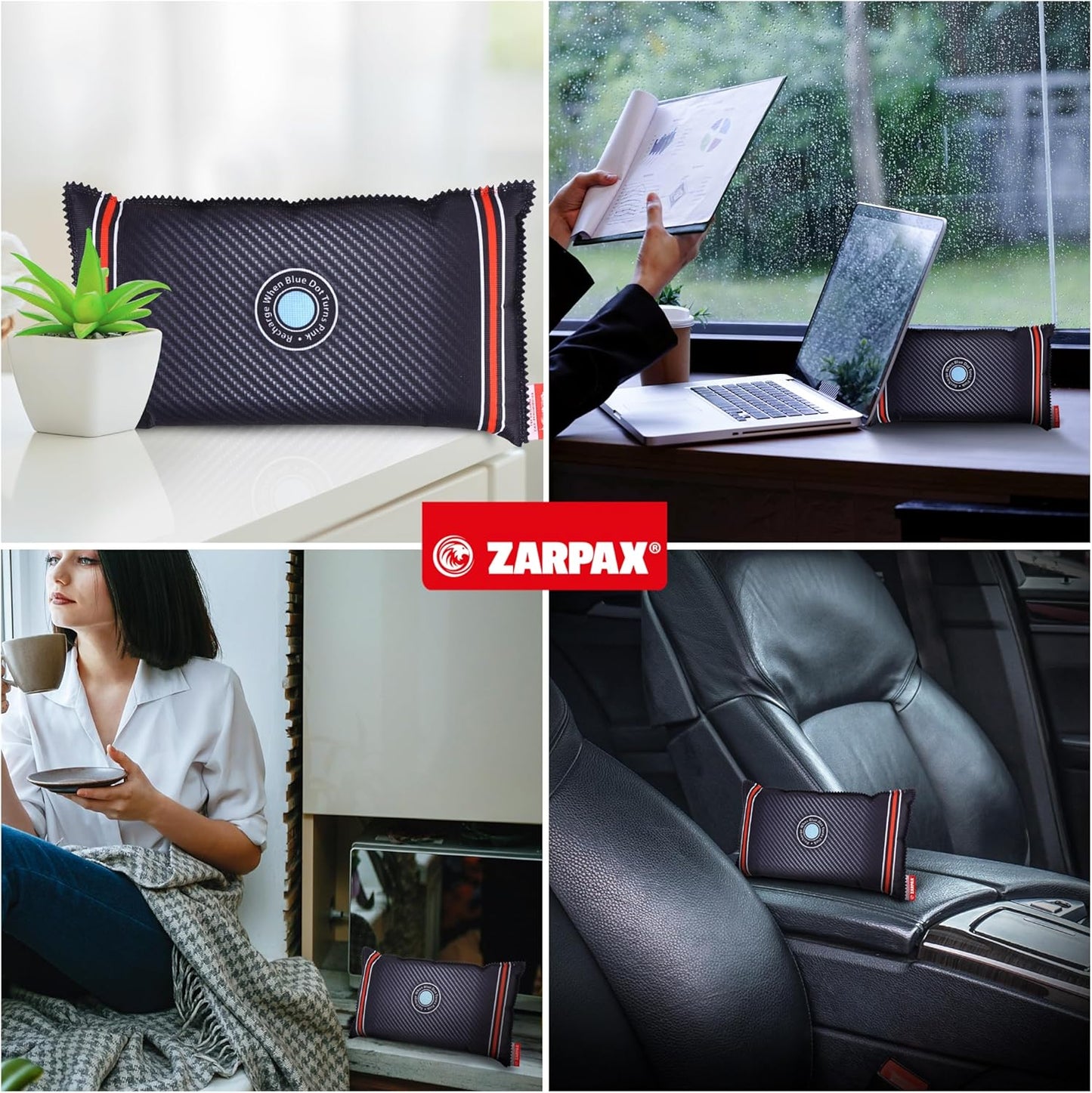 Reusable Car Dehumidifier Bag (2 Pack) Rechargeable Dehumidifier bags for Car, Trucks, and RVs - Prevent Damp & Moisture on Windscreens - Leakproof Moisture Absorber for Car and Home