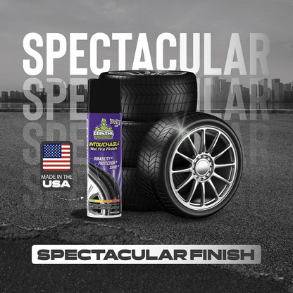 Cristal Products Untouchable Tire Shine Spray – Long-Lasting Wet Tire Finish for Deep Gloss & Protection – Waterproof Tire Shine, Easy Application, Premium Tire Cleaner Shine