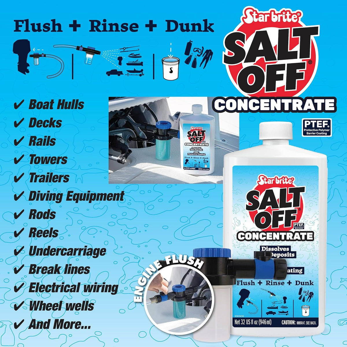 STAR BRITE Salt Off Concentrate - Ultimate Salt Remover Wash & Marine Engine Flush for Boats, Vehicles, Trailers, and More - 128 OZ Gallon (093900N)